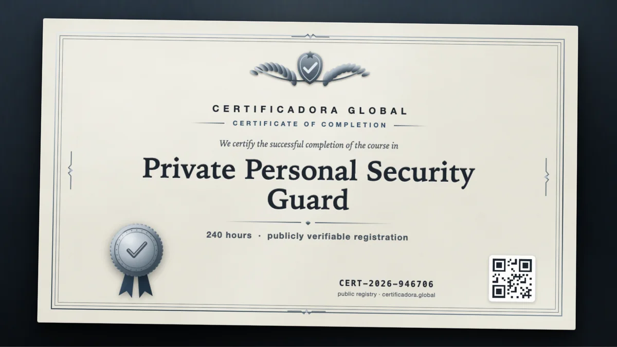 Cover of the Private Personal Security Guard course