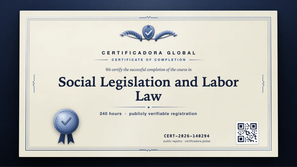 Cover of the Social Legislation and Labor Law course