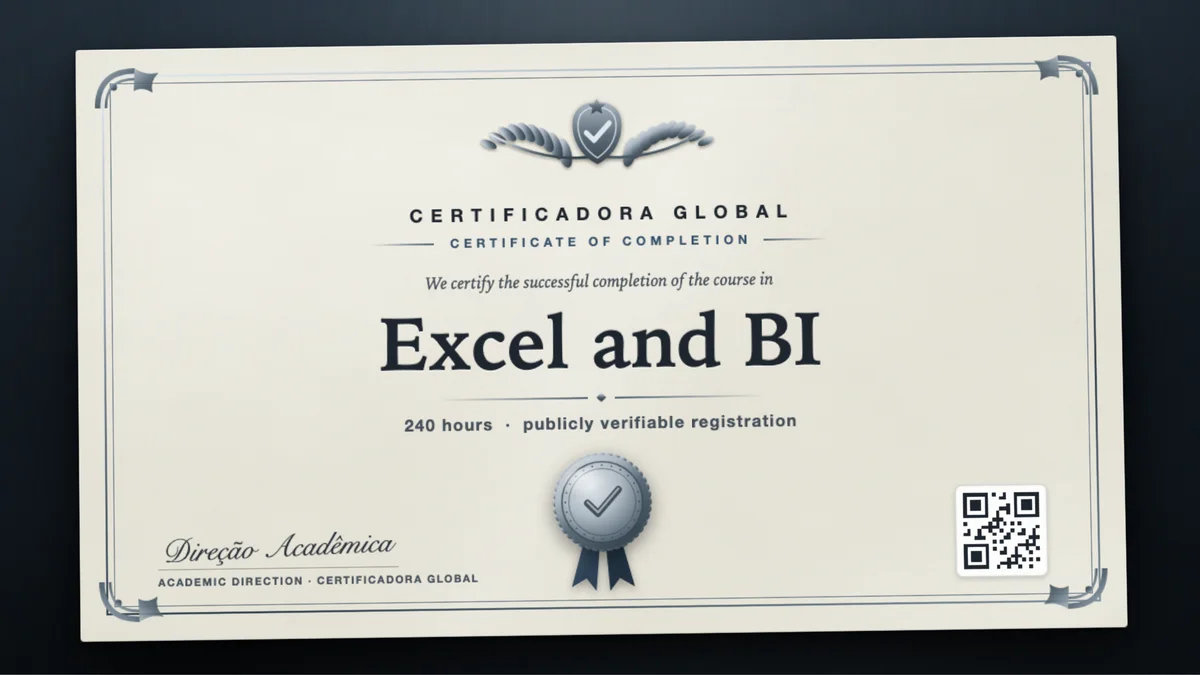 Cover of the Excel and BI course