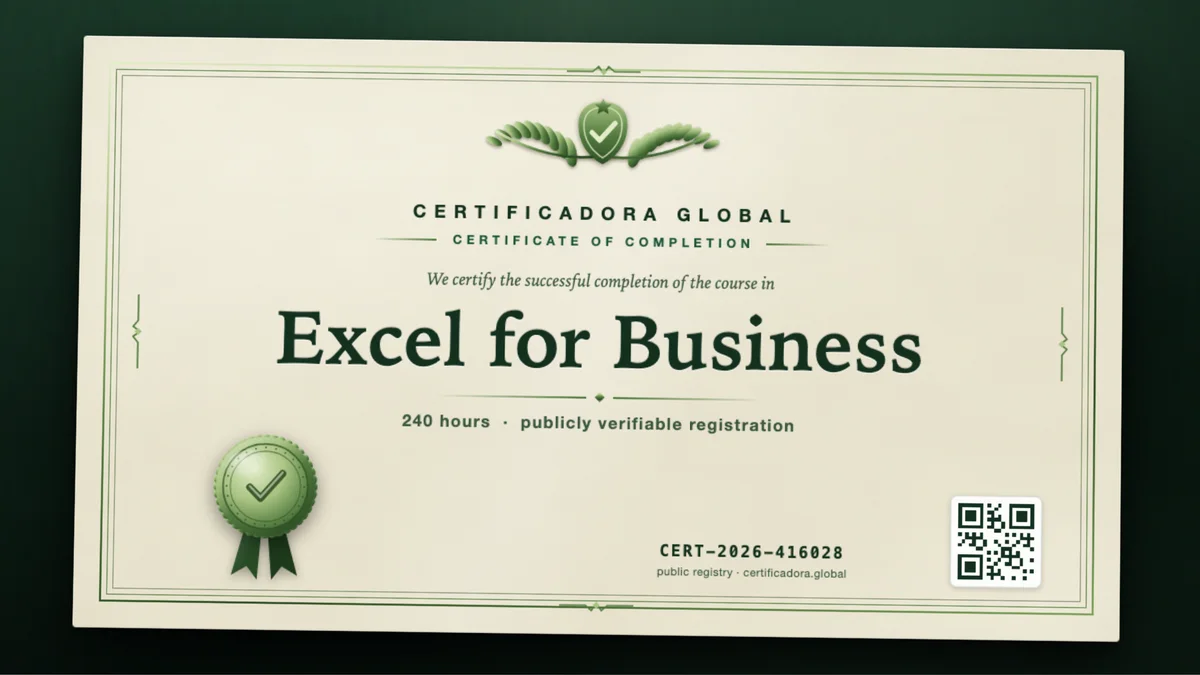 Cover of the Excel for Business course