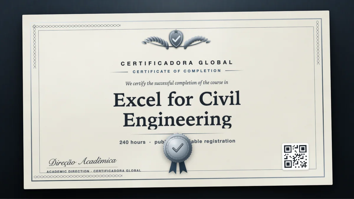 Cover of the Excel for Civil Engineering course