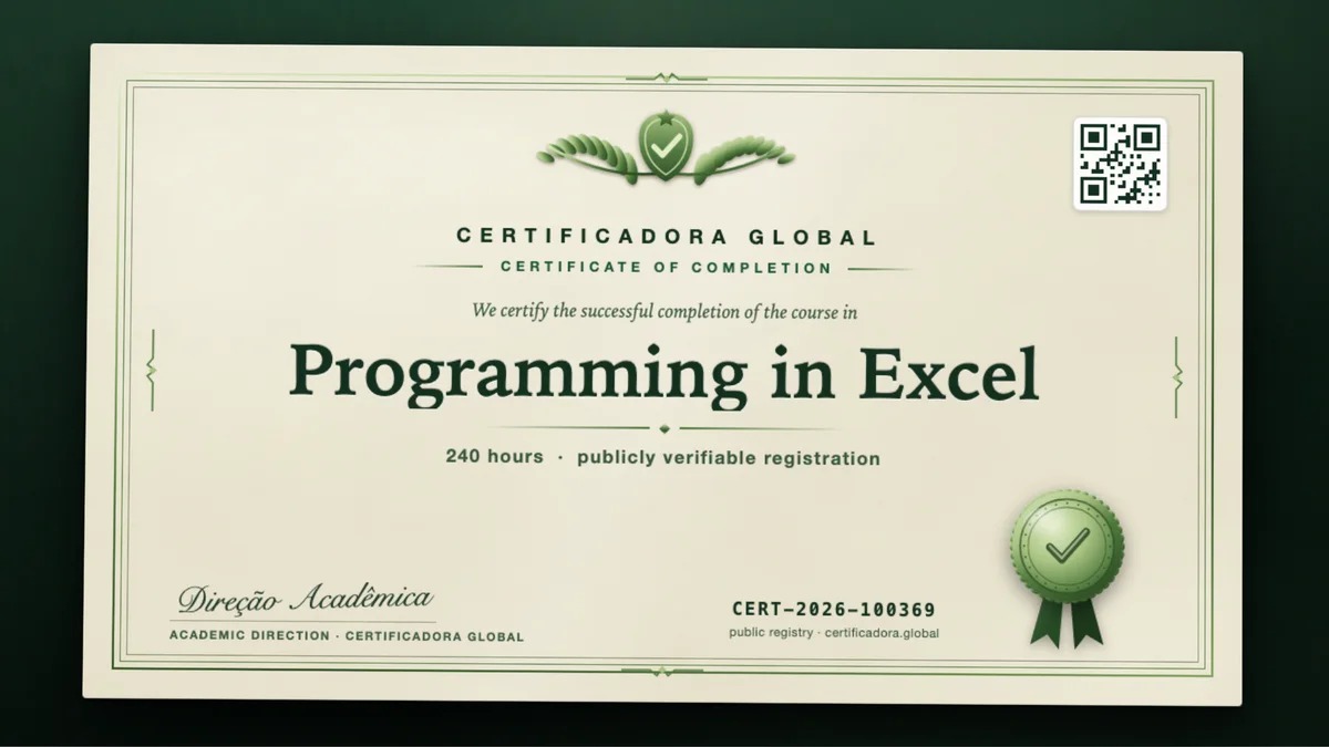 Cover of the Programming in Excel course
