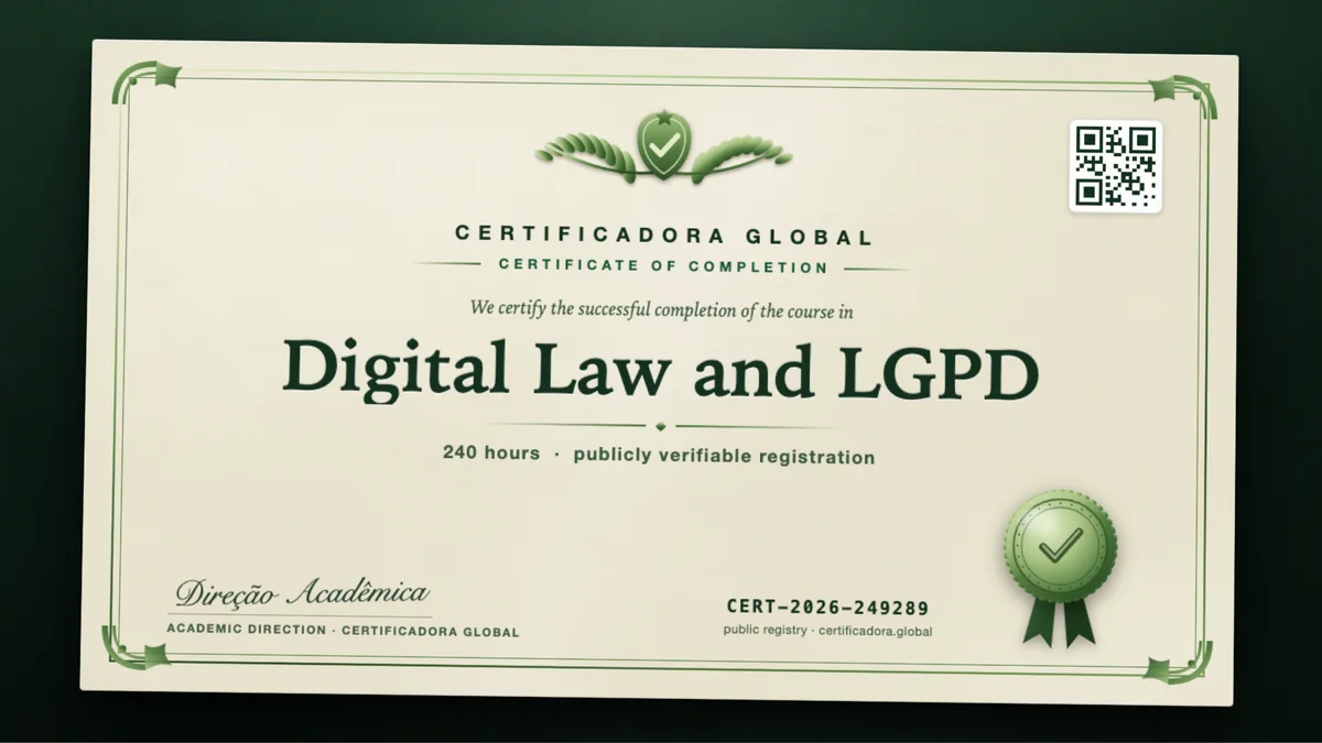Cover of the Digital Law and LGPD course