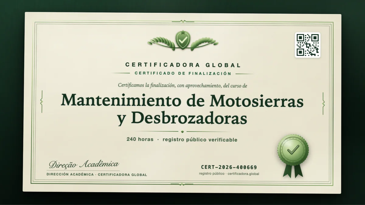 Portada del curso Mantenimiento de Motosierras y Desbrozadoras