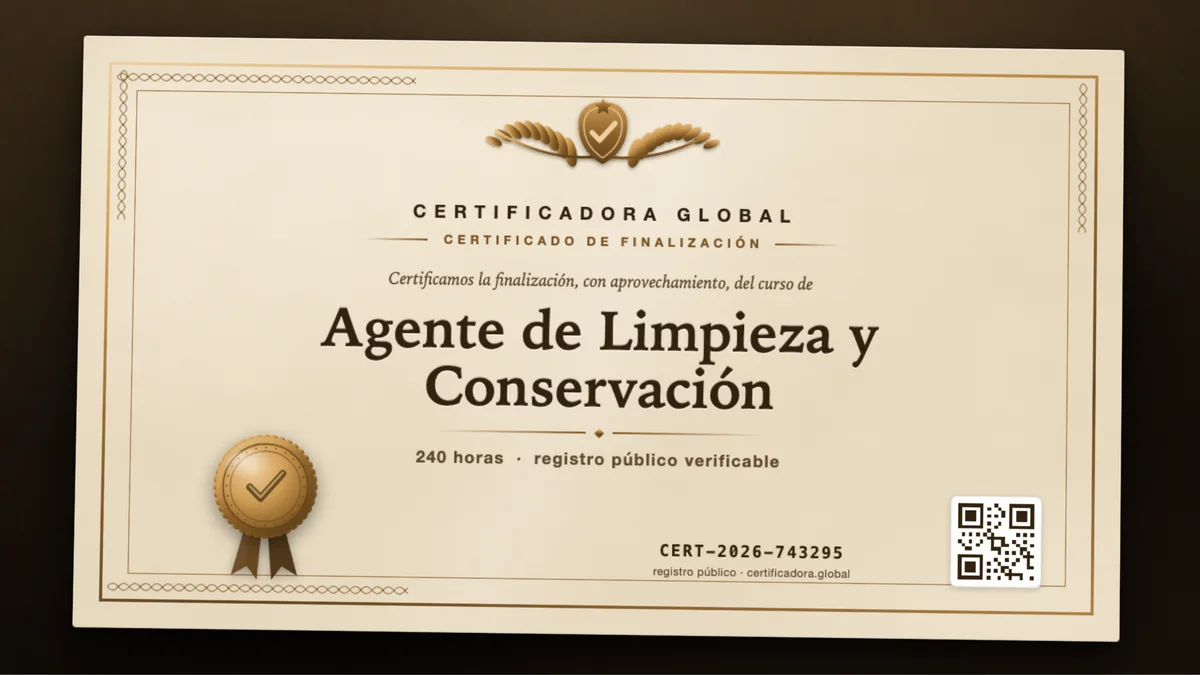Portada del curso Agente de Limpieza y Conservación