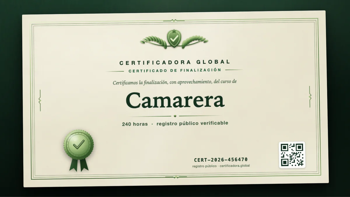 Portada del curso Camarera