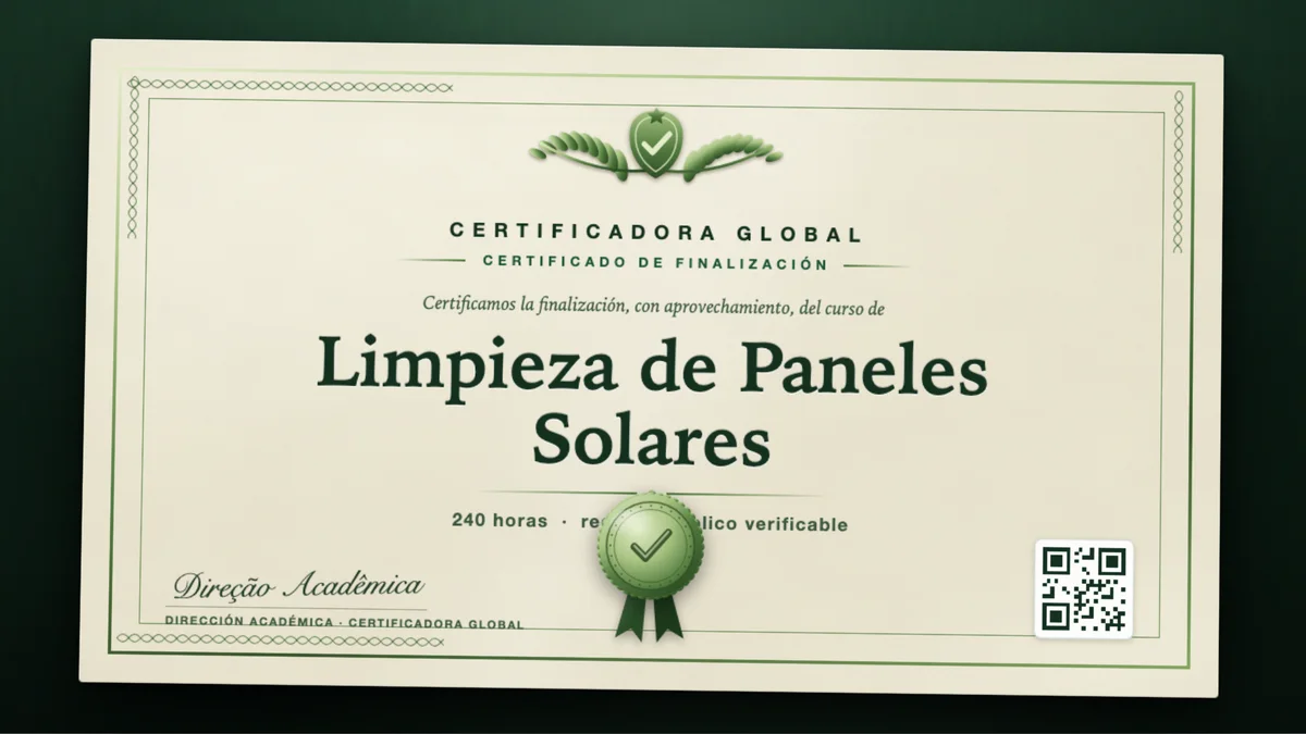Portada del curso Limpieza de Paneles Solares