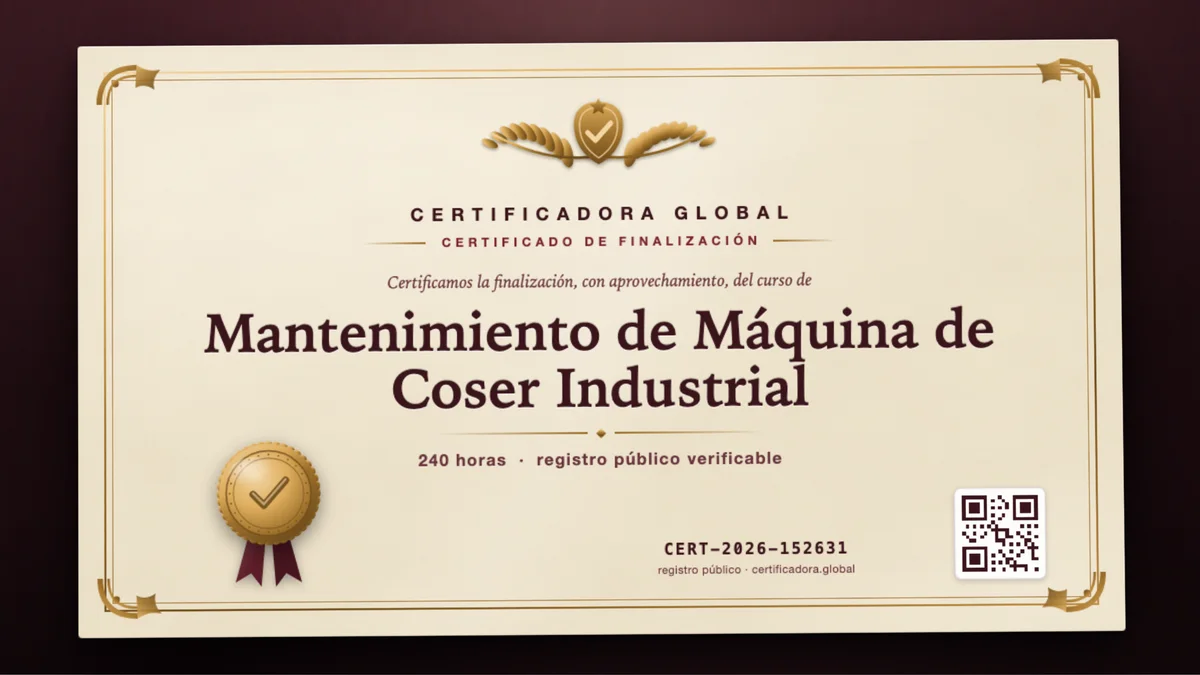 Portada del curso Mantenimiento de Máquina de Coser Industrial