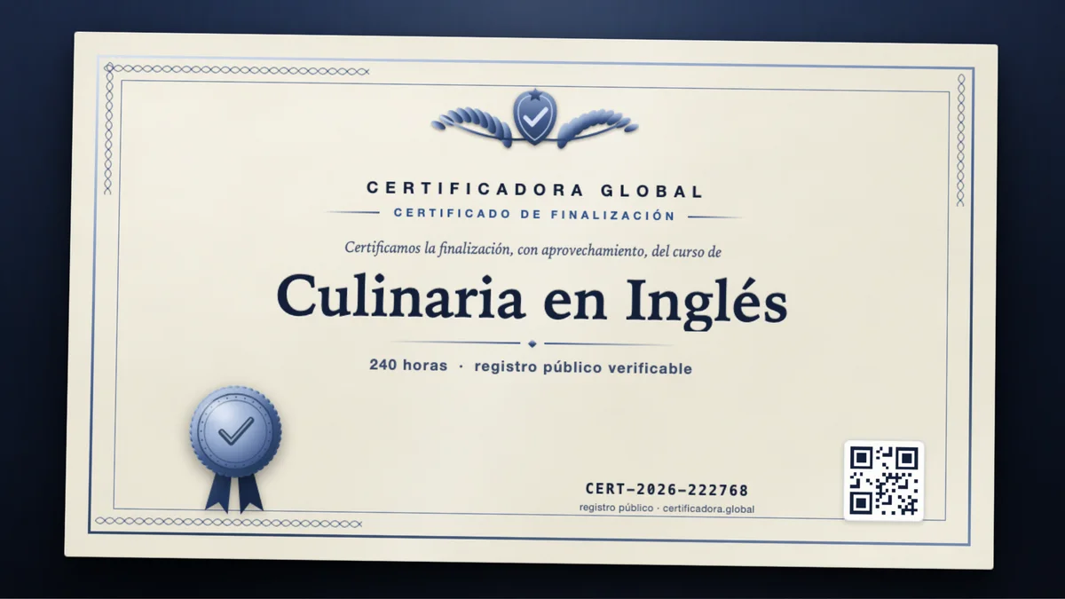 Portada del curso Culinaria en Inglés