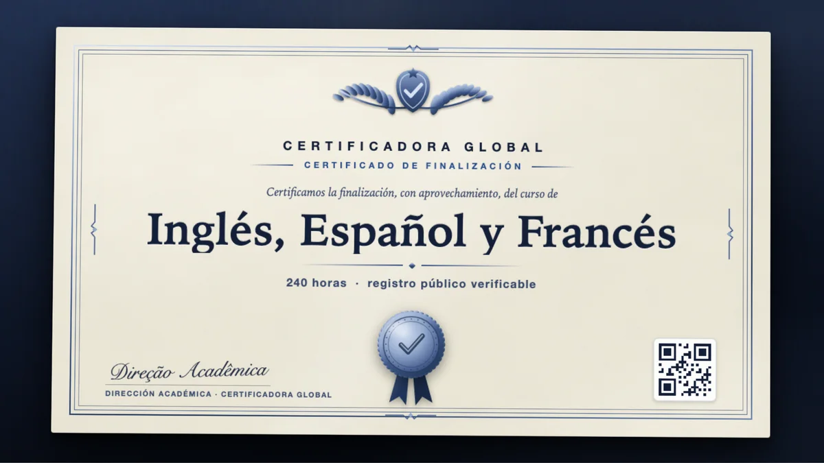 Portada del curso Inglés, Español y Francés