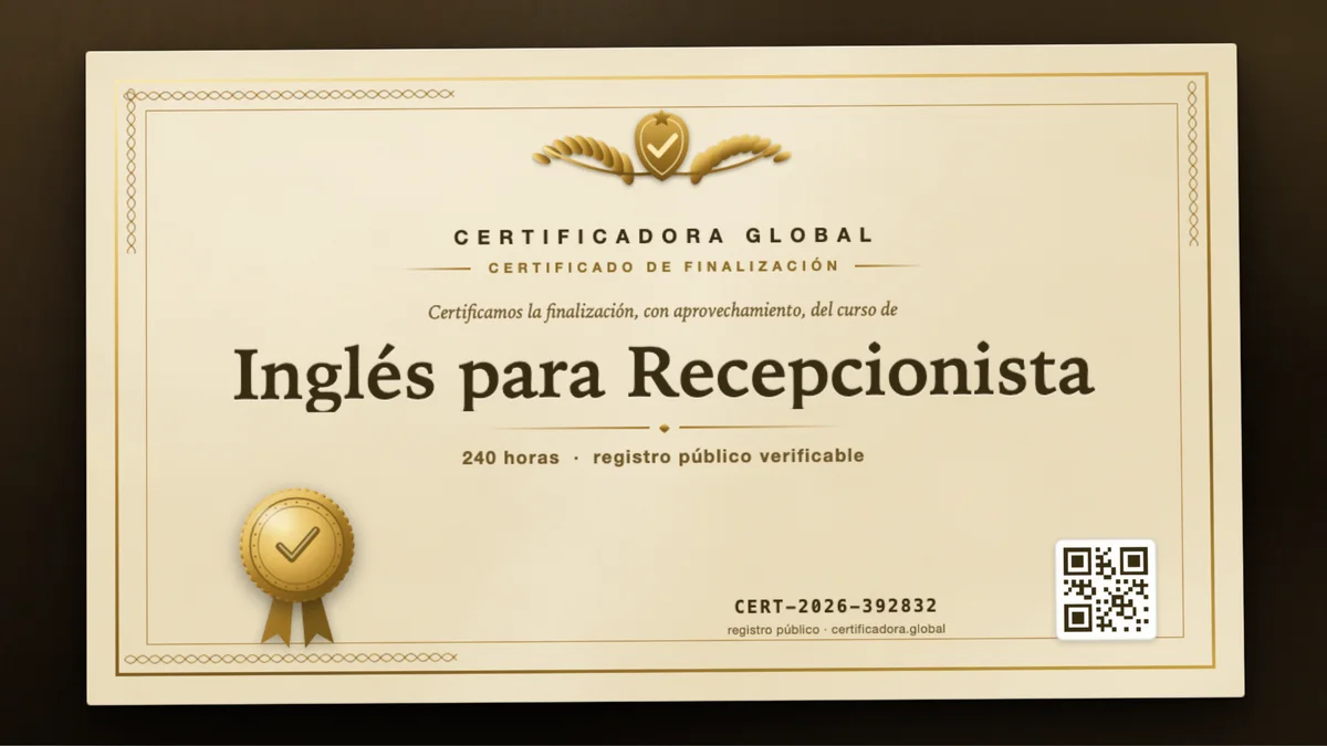 Portada del curso Inglés para Recepcionista