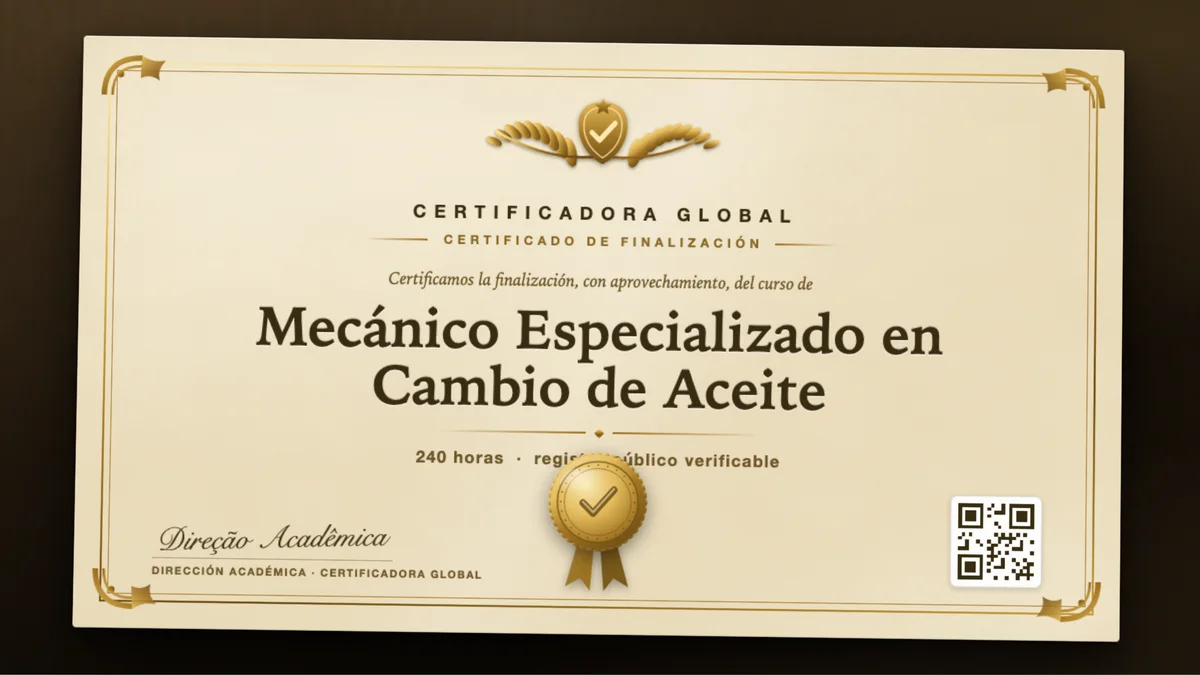 Portada del curso Mecánico Especializado en Cambio de Aceite