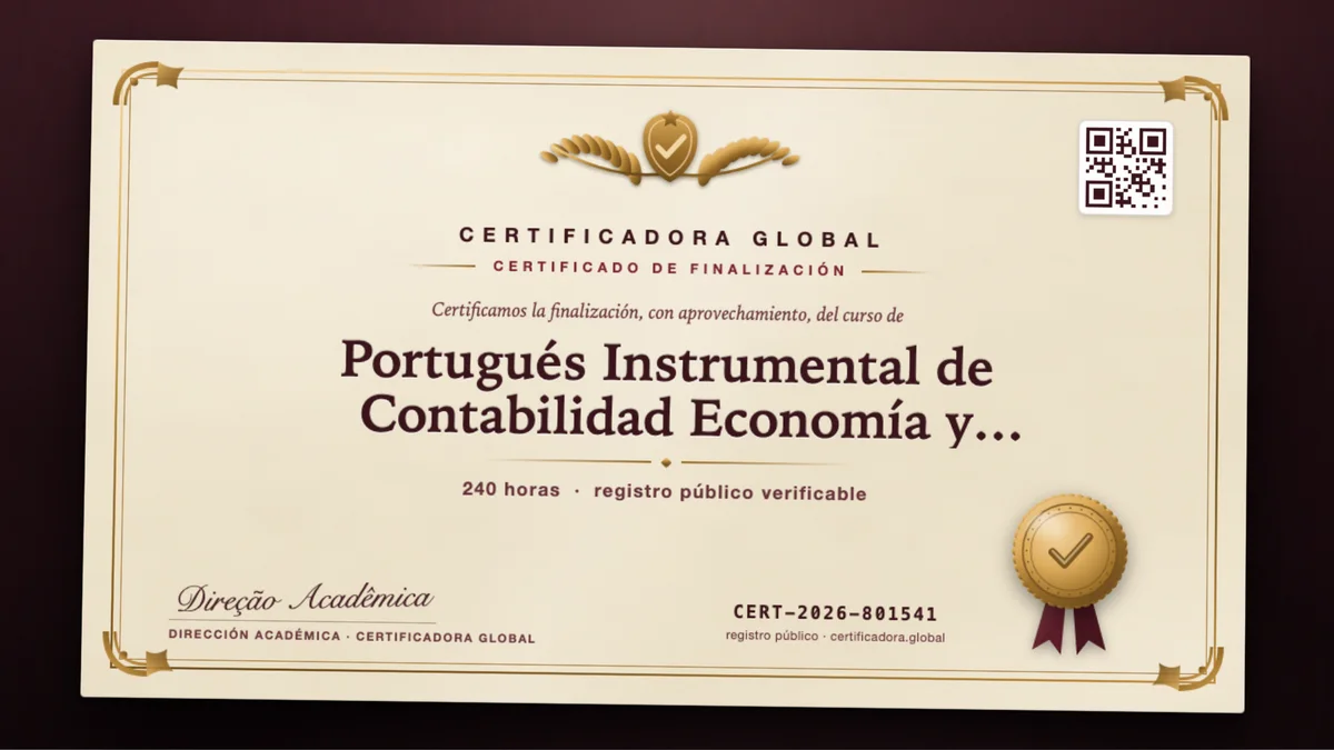 Portada del curso Portugués Instrumental de Contabilidad Economía y Administración