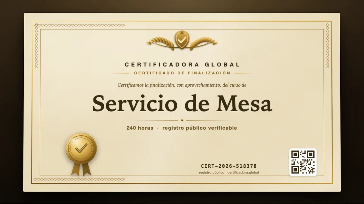 Portada del curso Servicio de Mesa
