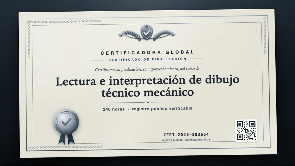 Portada del curso Lectura e interpretación de dibujo técnico mecánico