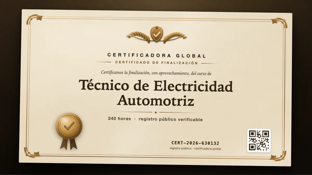 Portada del curso Técnico de Electricidad Automotriz