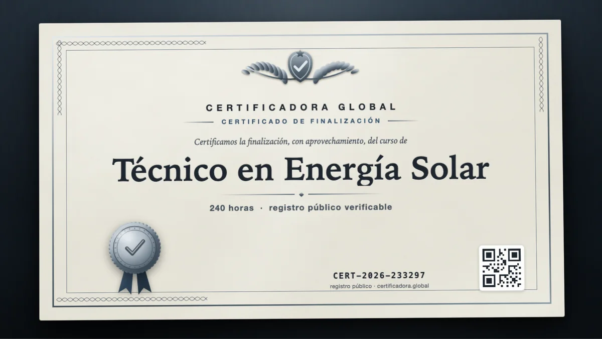 Portada del curso Técnico en Energía Solar