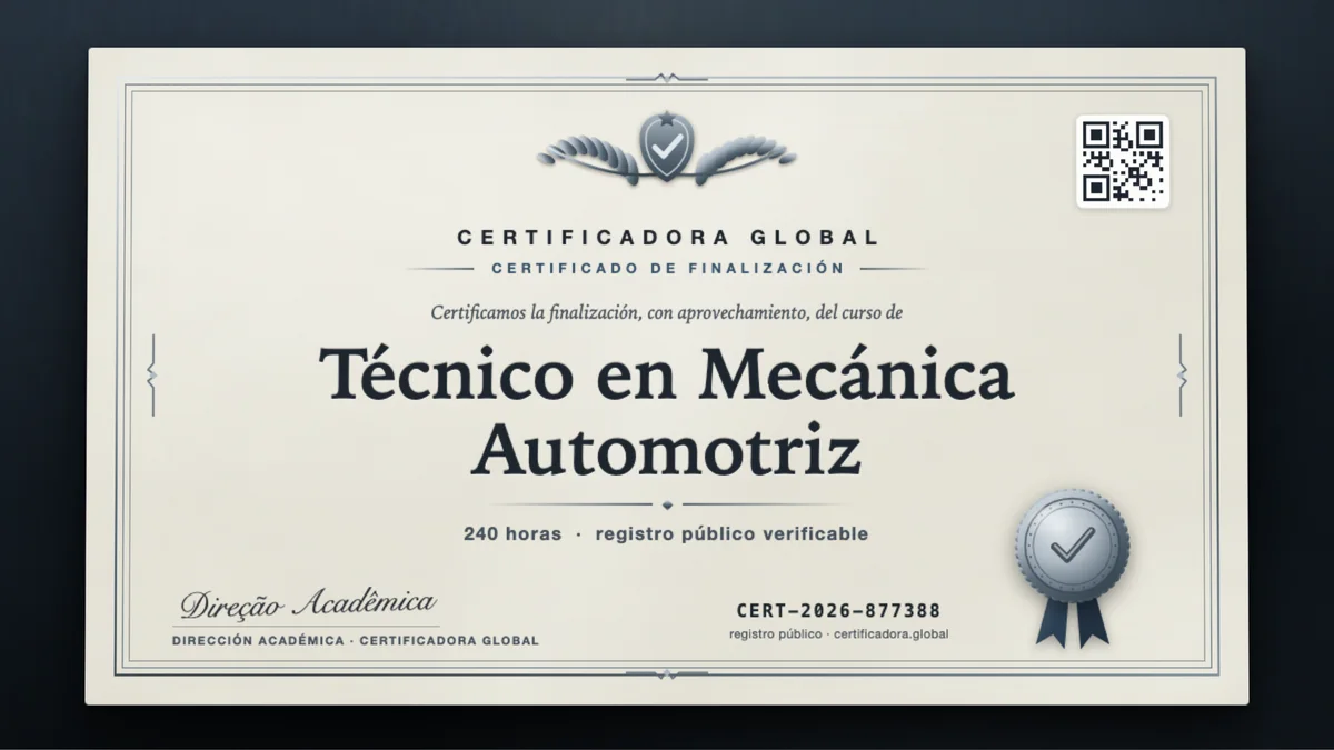 Portada del curso Técnico en Mecánica Automotriz