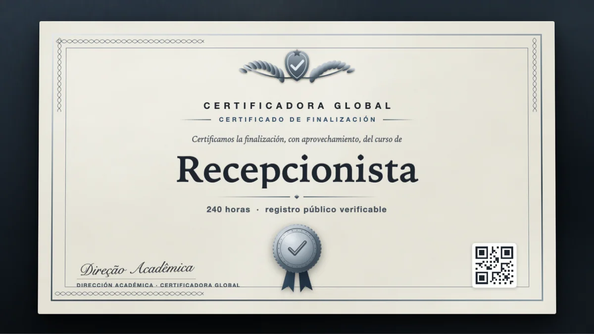 Portada del curso Recepcionista