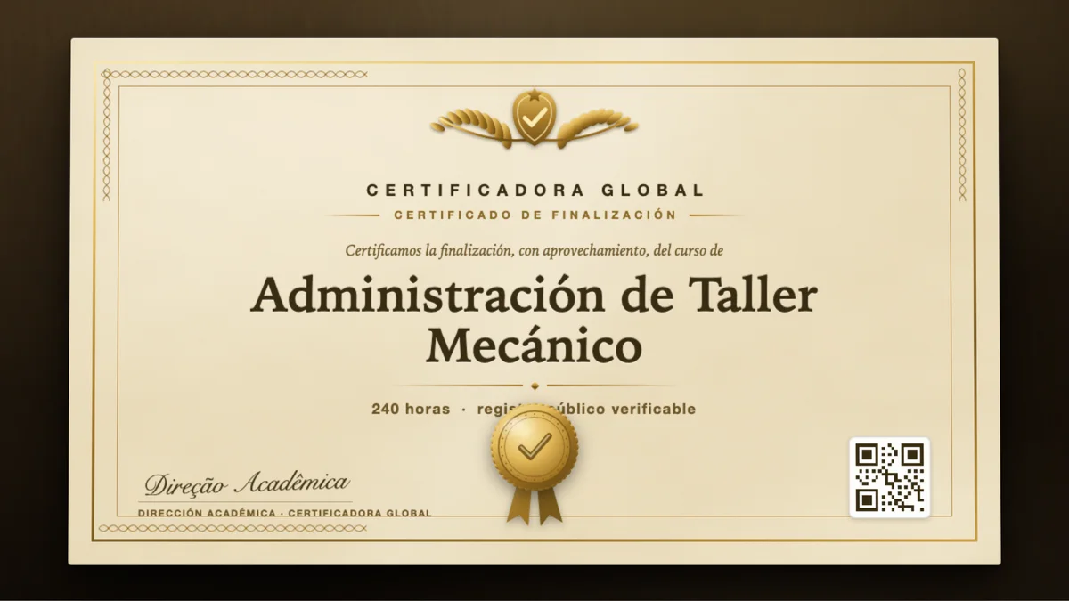 Portada del curso Administración de Taller Mecánico