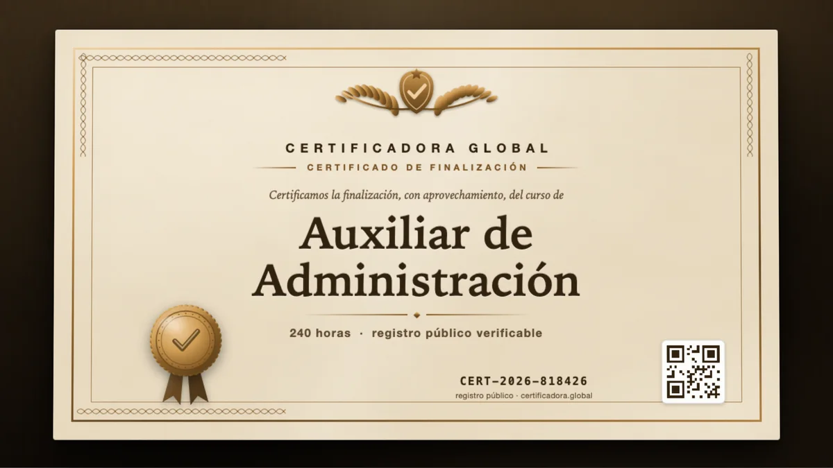 Portada del curso Auxiliar de Administración