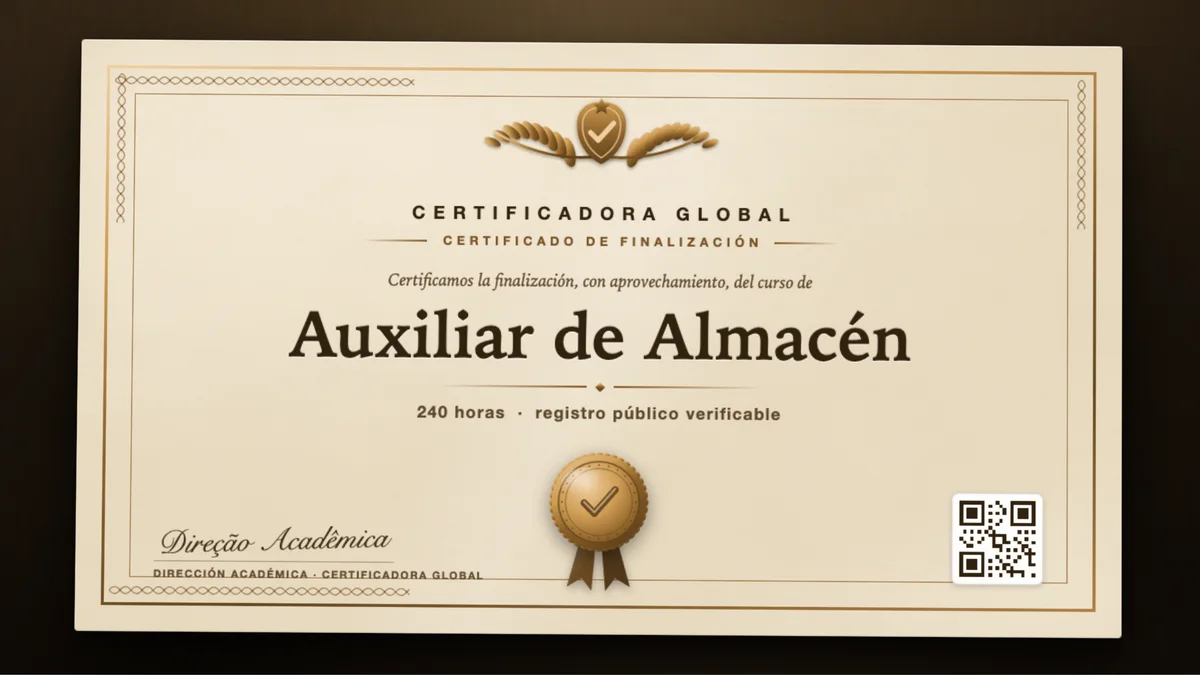 Portada del curso Auxiliar de Almacén