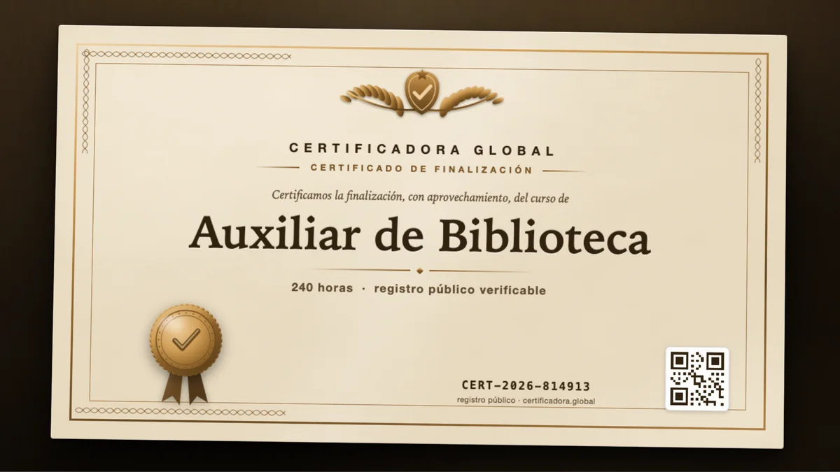 Portada del curso Auxiliar de Biblioteca