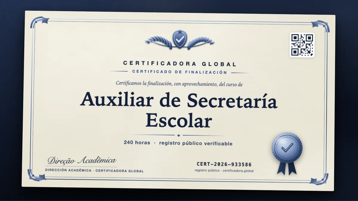 Portada del curso Auxiliar de Secretaría Escolar