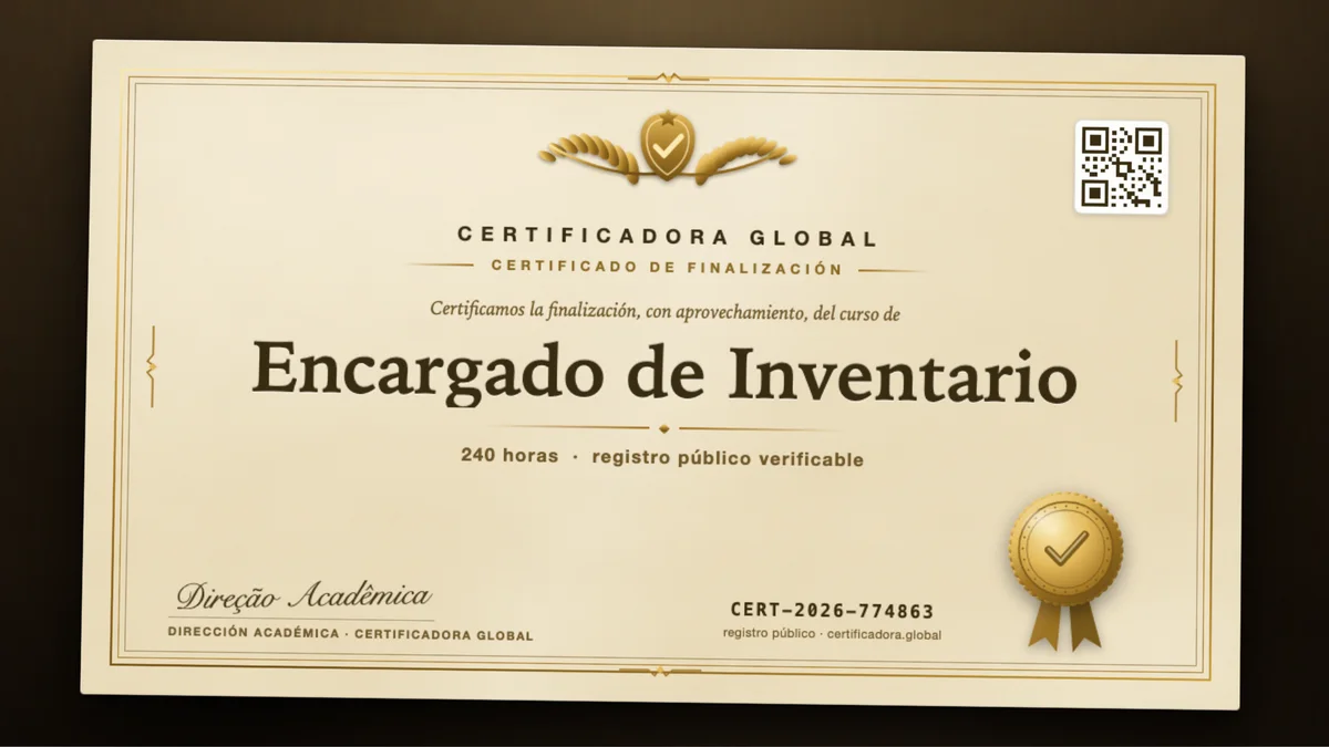Portada del curso Encargado de Inventario