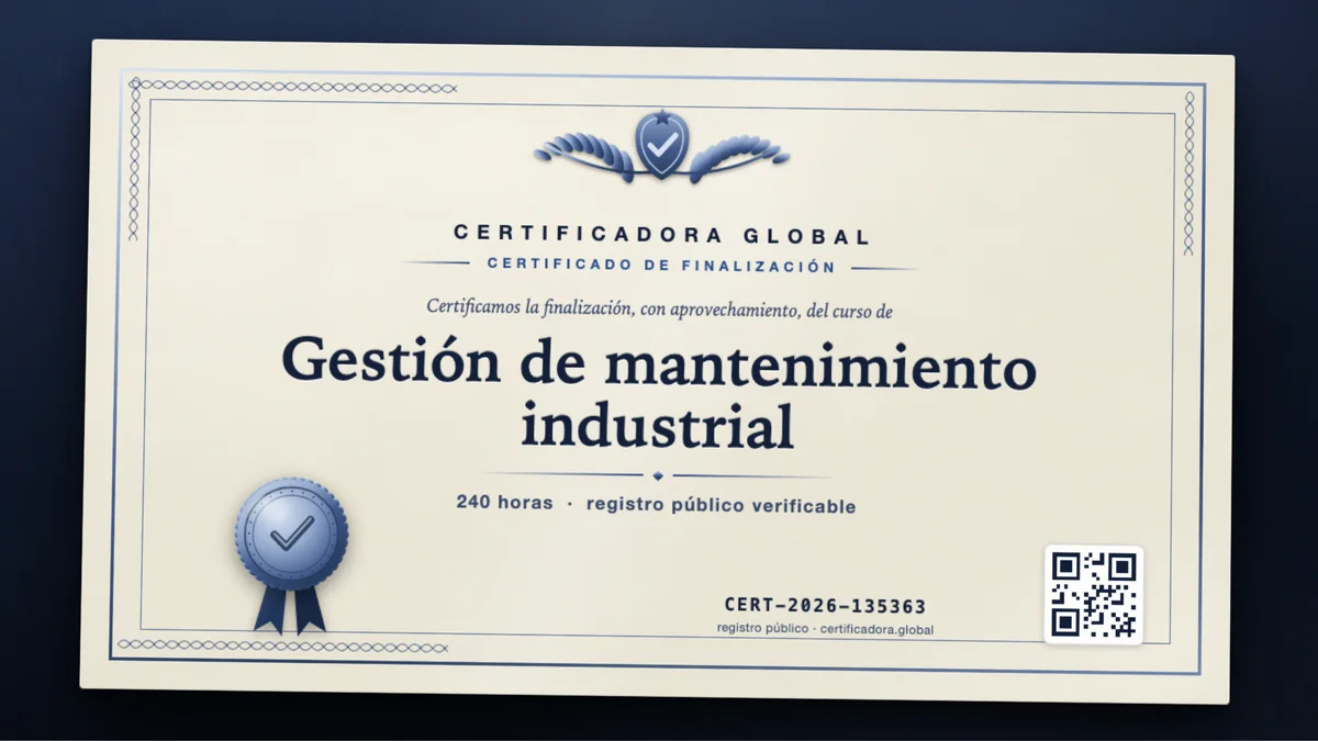 Portada del curso Gestión de mantenimiento industrial