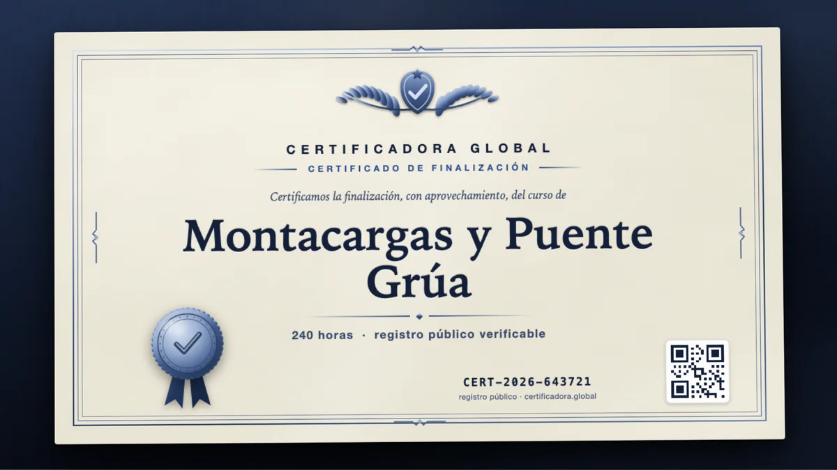 Portada del curso Montacargas y Puente Grúa