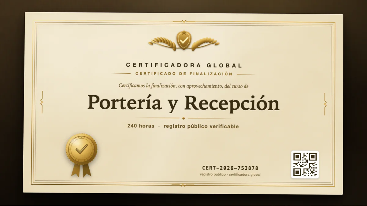 Portada del curso Portería y Recepción