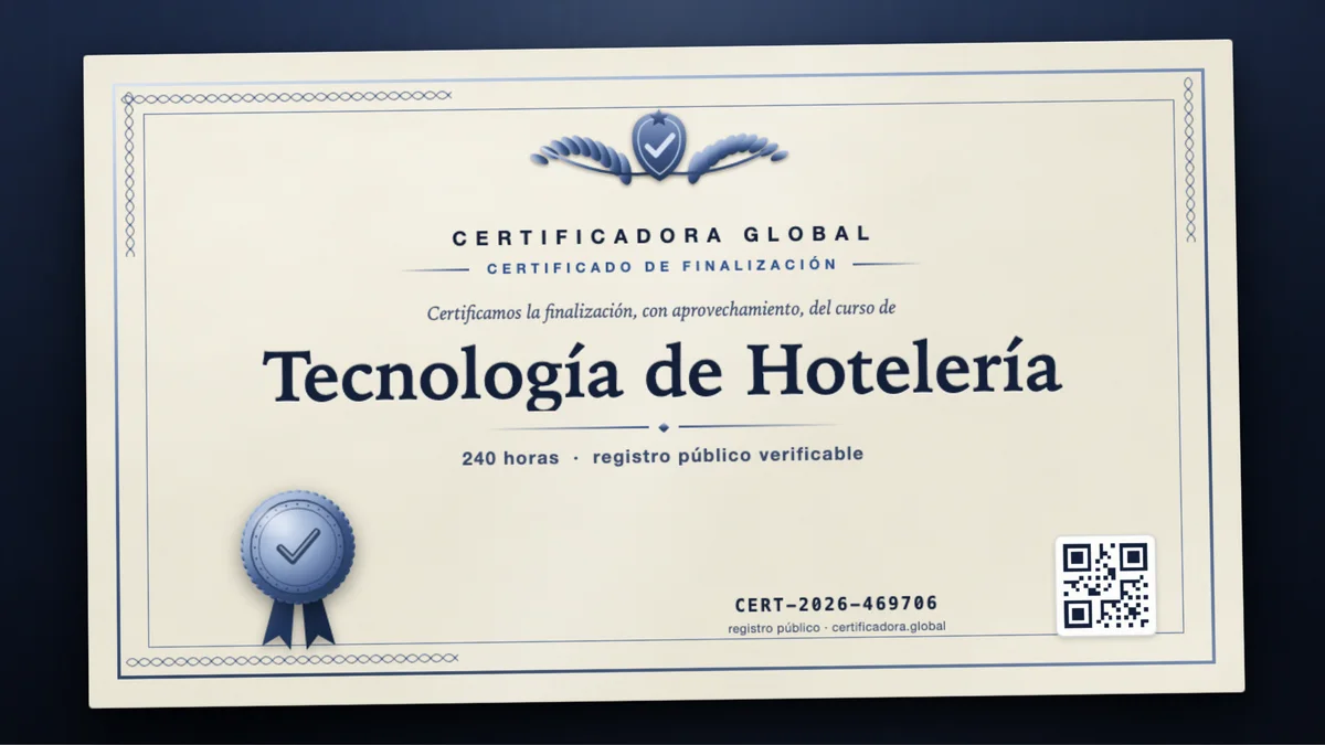 Portada del curso Tecnología de Hotelería