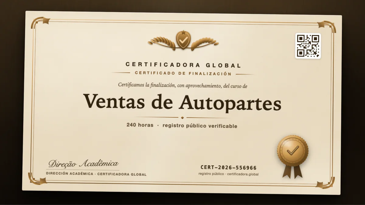 Portada del curso Ventas de Autopartes