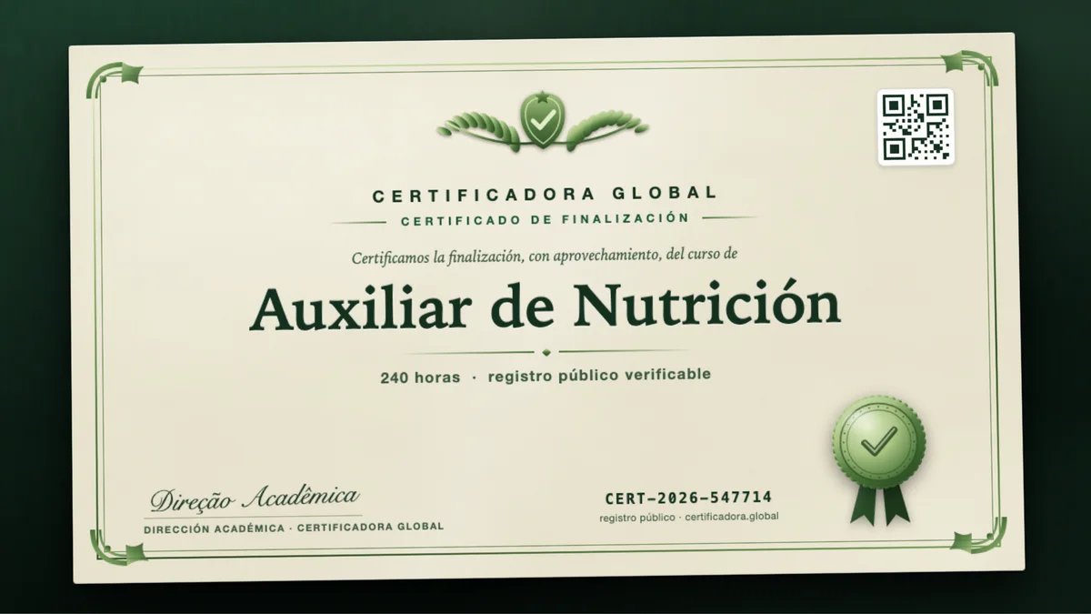 Portada del curso Auxiliar de Nutrición