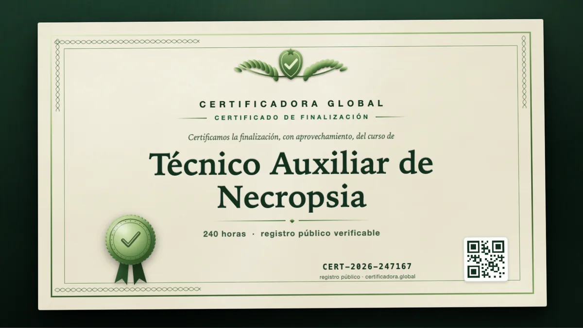 Portada del curso Técnico Auxiliar de Necropsia