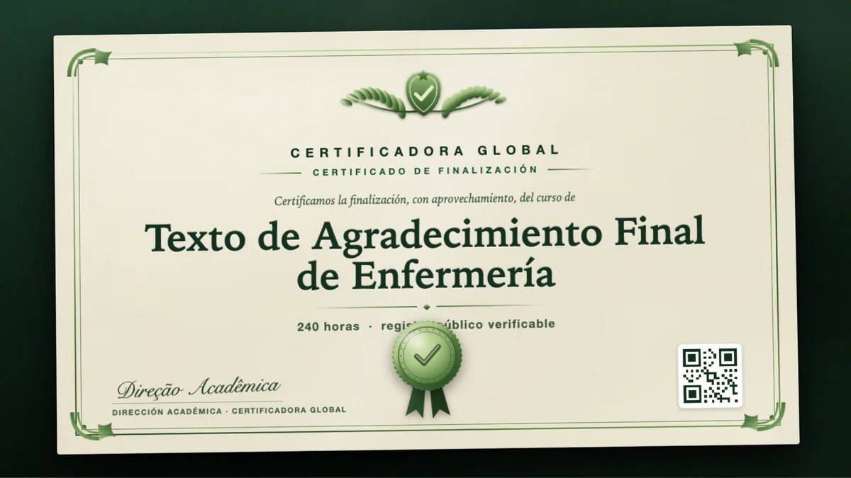 Portada del curso Texto de Agradecimiento Final de Enfermería