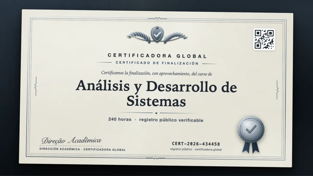 Portada del curso Análisis y Desarrollo de Sistemas