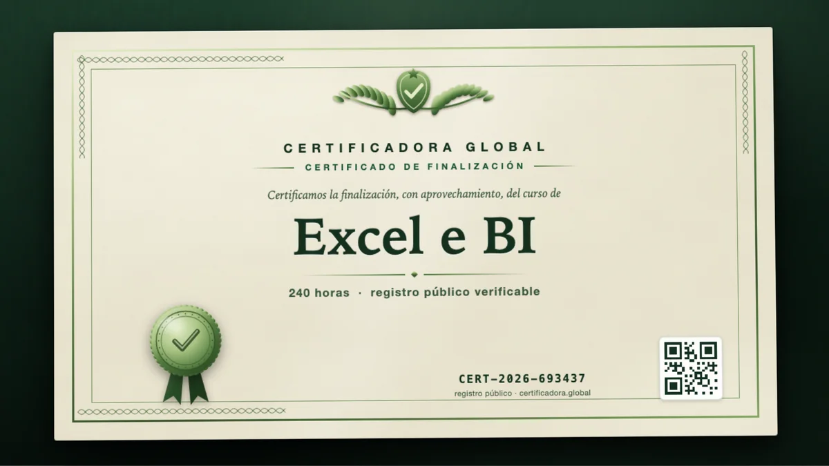 Portada del curso Excel e BI