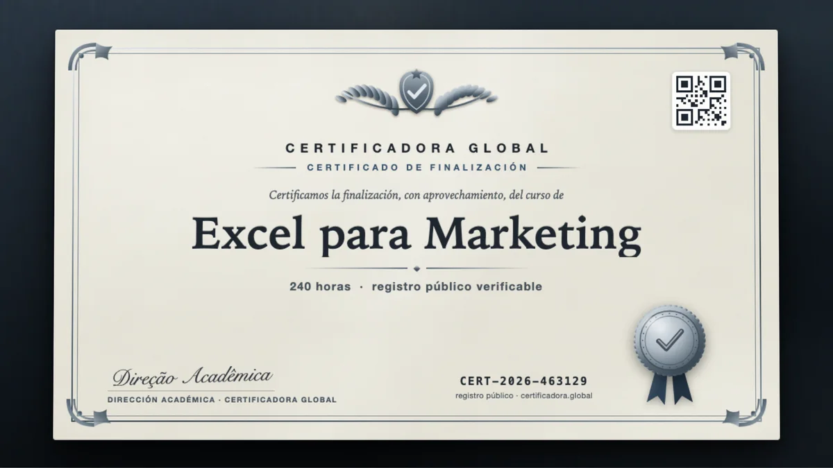 Portada del curso Excel para Marketing