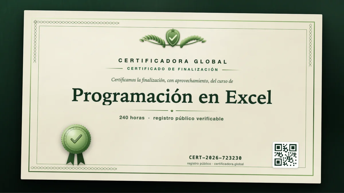 Portada del curso Programación en Excel