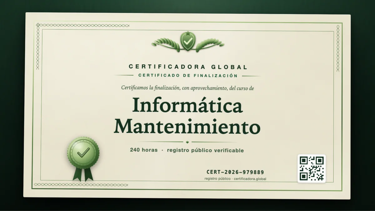 Portada del curso Informática Mantenimiento
