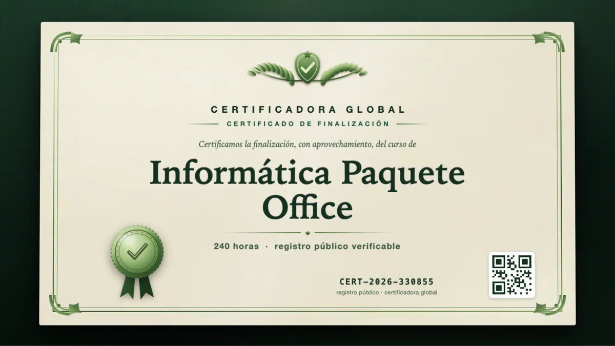 Portada del curso Informática Paquete Office