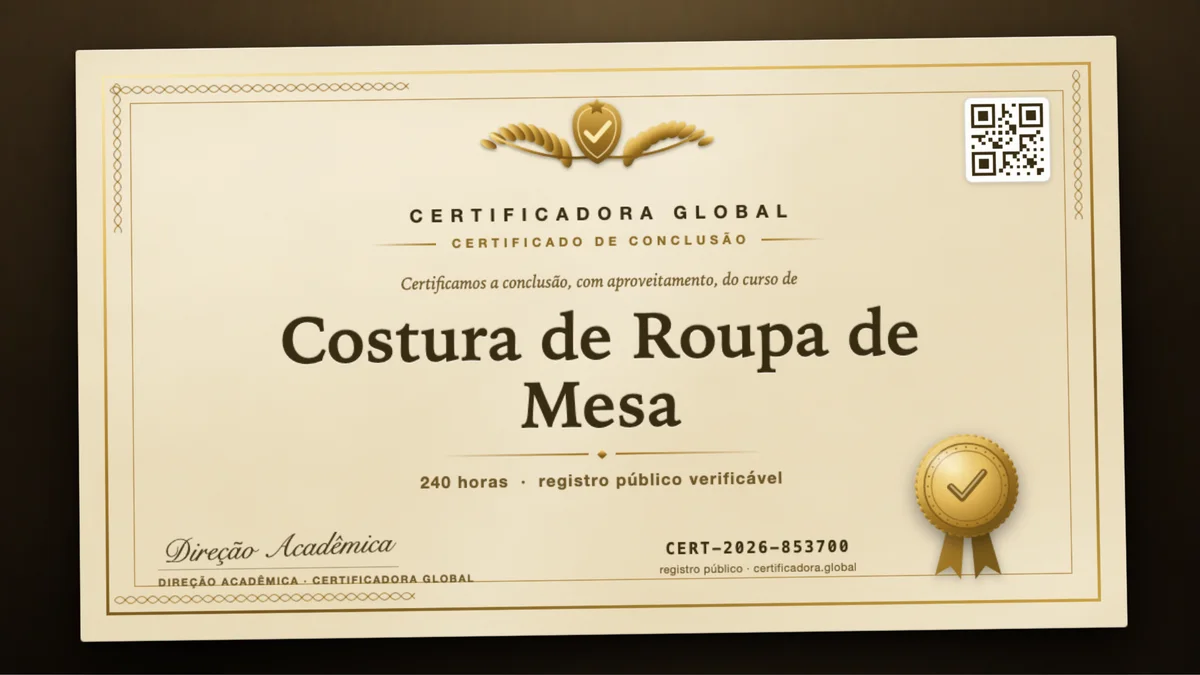 Capa do curso Costura de Roupa de Mesa