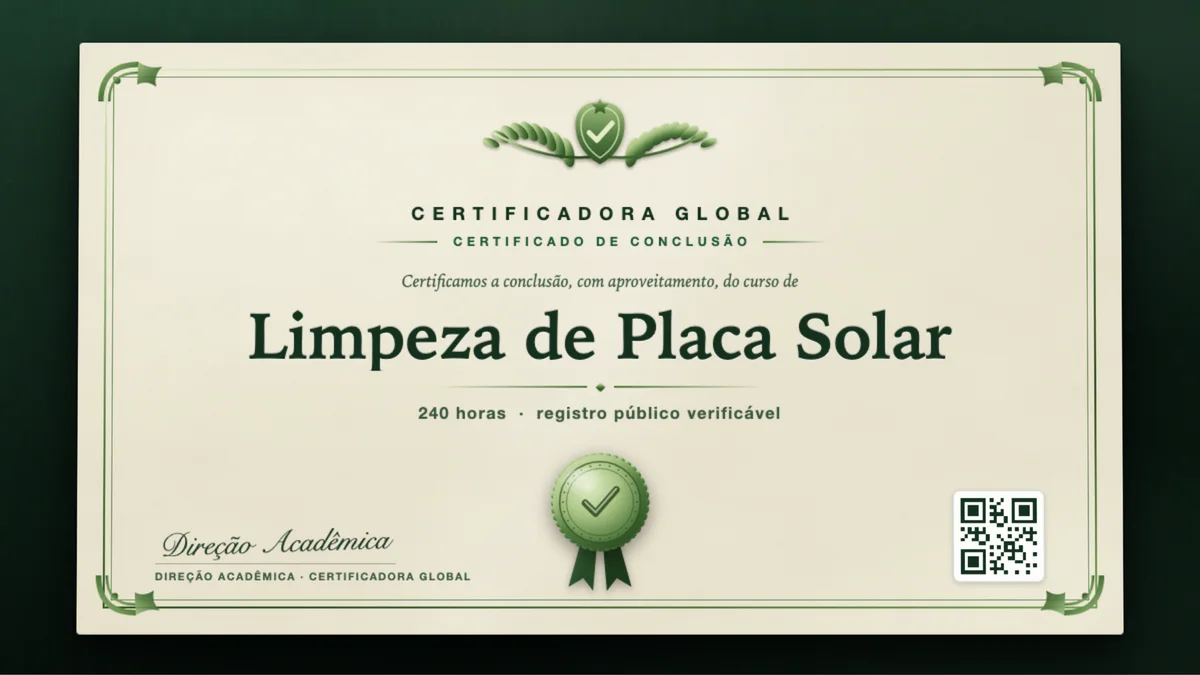 Capa do curso Limpeza de Placa Solar