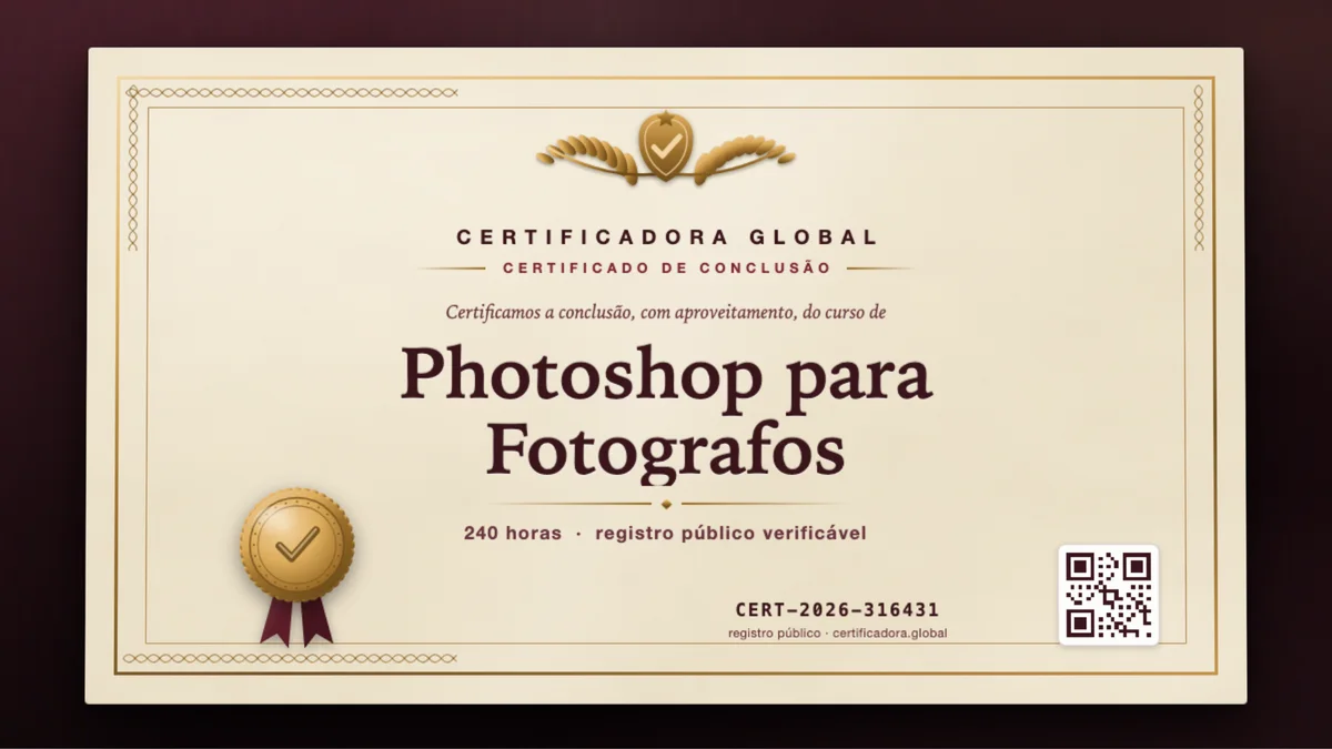 Capa do curso Photoshop para Fotografos