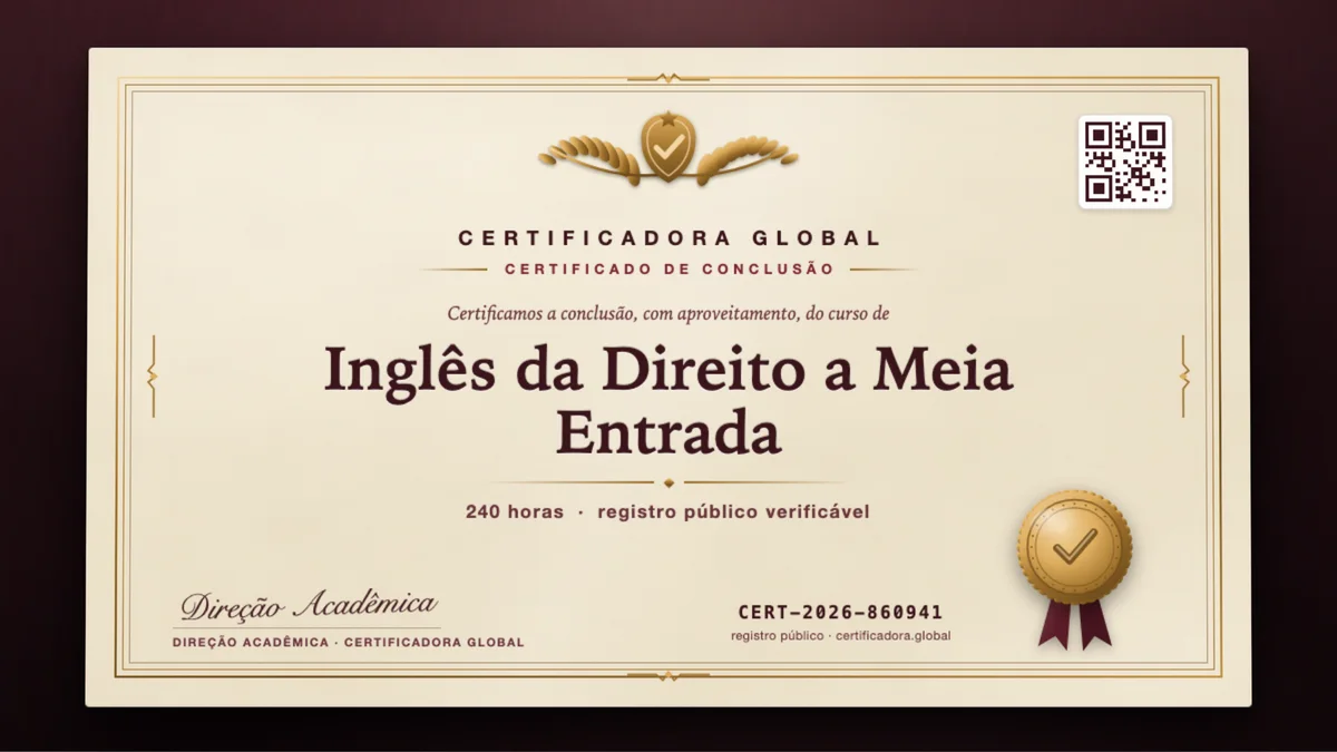 Capa do curso Inglês da Direito a Meia Entrada