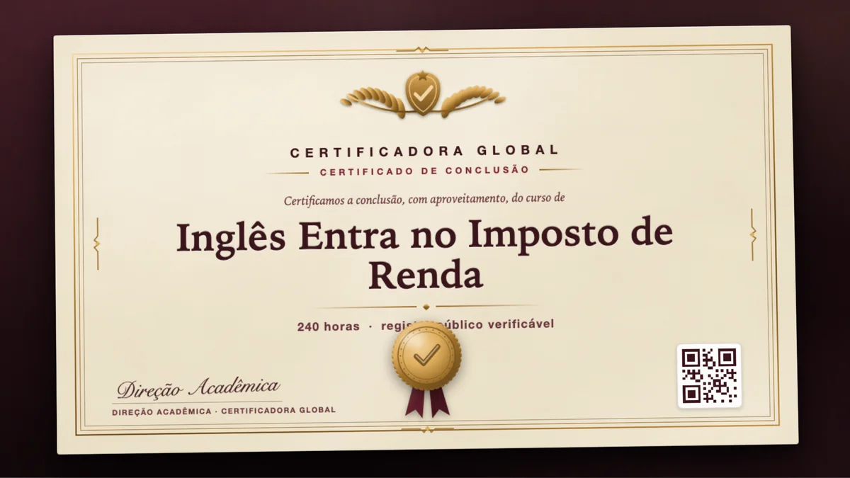 Capa do curso Inglês Entra no Imposto de Renda