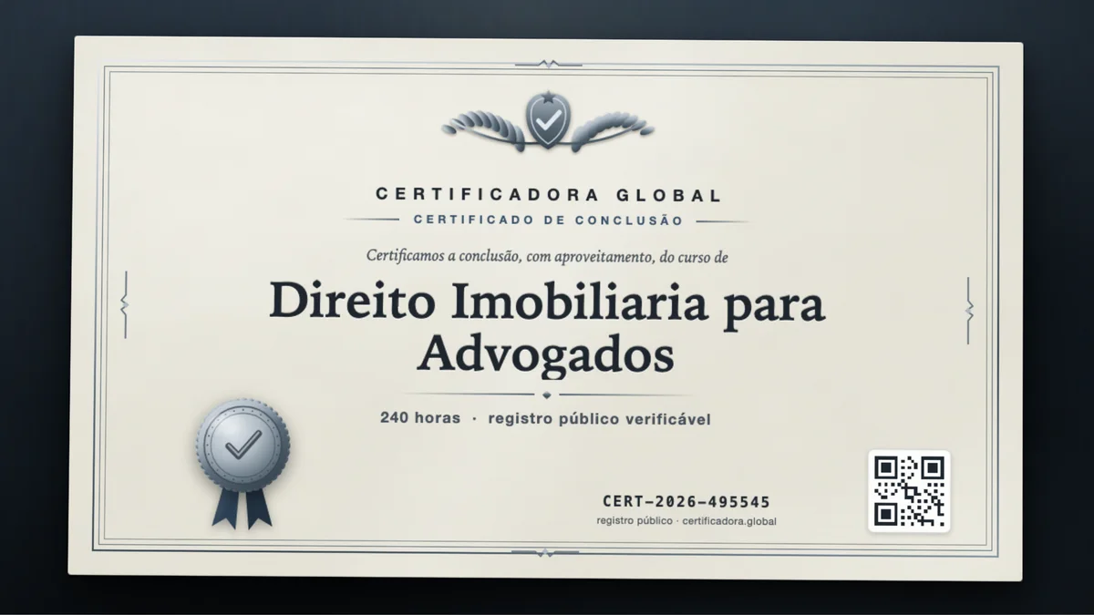 Capa do curso Direito Imobiliaria para Advogados