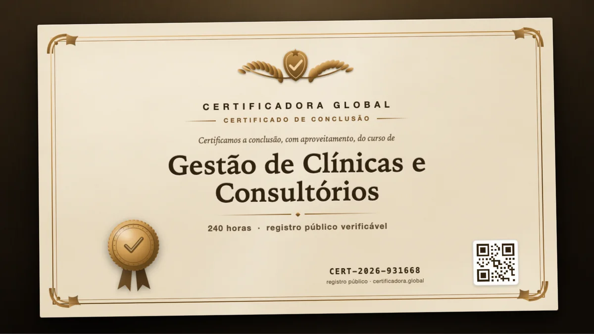 Capa do curso Gestão de Clínicas e Consultórios